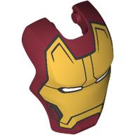 Lego Headwear Accessory Visor Top Hinge with Gold Ironman Mask, White Eyes print / Dark Red
