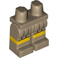 Lego Hips and Dark Tan Legs with Black Skirt Pleats and Yellow Hem Stripe Print [col10-1] / Dark Tan