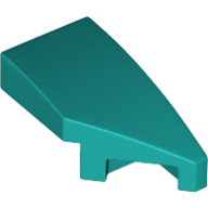 Lego Brick Wedged, Curved 2 x 1 with Stud Notch Right / Dark Turquoise