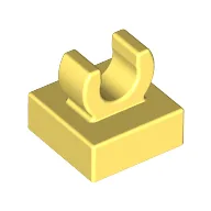 Tile Special 1 x 1 with Clip with Rounded Edges / Bright Light Yellow
