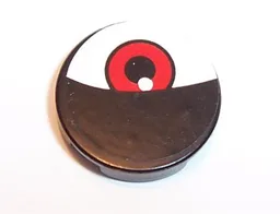 Tile, Round 2 x 2 with Eyelid and Red Eye on White Background Pattern (Sticker) - Set 8277 (Undertermined Type)