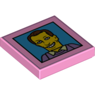 Lego Tile 2 x 2 with Smiling Man Photograph Print / Bright Pink