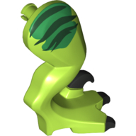 Lego Animal Body Part, Dinosaur, Raptor Leg, Right, with Pin, Black Claws and Dark Green Stripes over Lime Print 10757-1 / Lime