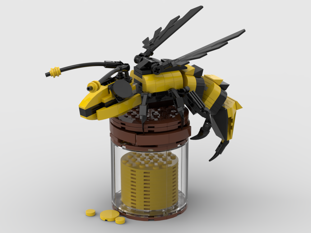 Lego Bee on a jar of honey