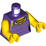 Lego Torso Vest Top, Lavender Stripes, Gold Necklace Print, Yellow Arms and Hands / Dark Purple