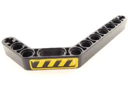 Technic, Liftarm, Modified Bent Thick 1 x 11.5 Double with Black and Yellow Danger Stripes Pattern Model Right Side (Sticker) - Set 8446
