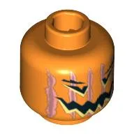 Minifig Head Pumpkin, Jack-o-Lantern, Vertical Lines Print / Orange