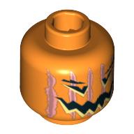 Lego Minifig Head Pumpkin, Jack-o-Lantern, Vertical Lines Print / Orange