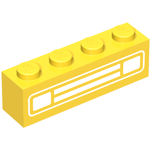 Lego Brick 1 x 4 with Bottom Tubes, with Chrome Silver Car Grill Print
