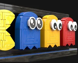 Pac-Man and Ghosts Brick-built Characters Display