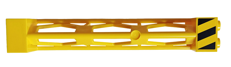 Lego Support 2 x 2 x 10 Girder Triangular Vertical - Type 4 - 3 Posts, 3 Sections with Black and Yellow Danger Stripes Pattern (Sticker) - Set 76037