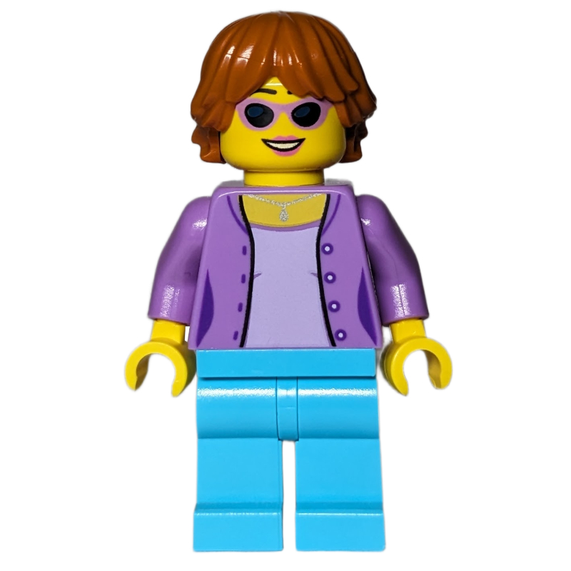 Lego Medium Lavender Torso, Medium Azure Legs, Dark Orange Hair