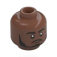 Minifig Head Lewis Hamilton, Black Eyebrows, Beard, Moustache, Closed Mouth Smile