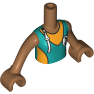 Lego Minidoll Torso Girl, Dark Azure/Yellow Swimming Suit, Sea Horse Logo, Zipper / Medium Nougat