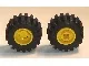 Wheel 11mm D. x 12mm, Hole Notched for Wheels Holder Pin with Black Tire Offset Tread Small Wide, Raised Groove (6014b / 60700) / Yellow
