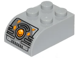 Slope, Curved 3 x 2 with 4 Studs with Juicer Controls and Bright Light Orange Button Pattern (Sticker) - Set 40336
