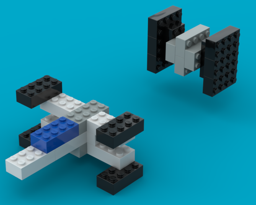 Lego 2x4 X-Wing and Tie Fighter