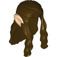 Hair Long Wavy with Braid and Light Nougat Elf Ears Print / Dark Brown