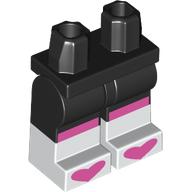 Lego Hips with Black Legs and White Boots Pattern with Dark Pink Knees, Hearts on Toes print