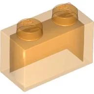 Brick 1 x 2 without Bottom Tube / Trans-Orange