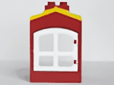 Lego Duplo Building with Chimney, Cutout for Door / Window, and Fixed Yellow Shingles with White Window (31028c01 / 31022)