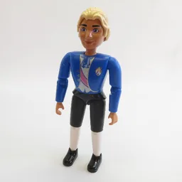 Belville Figure Articulated Elbows, Male, Light Yellow Hair, White Shirt Blue Jacket with Purple Sash and Blue Bow, Black Breeches / Blue
