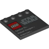 Plate Special 4 x 4, Studs on One Edge with 'Lego Star Wars' Logo and 'Tantive IV Rebel Trooper Alderaan' Print / Black