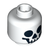 Lego Minifig Head Skeleton, Standard Skull Print / White