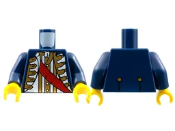 Torso Pirate Governor with Red Sash Pattern / Dark Blue Arms / Yellow Hands
