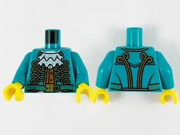 Torso Jacket with Gold Filigree Piping, White Ruffle and Dark Orange Vest Pattern / Dark Turquoise Arms / Yellow Hands