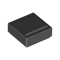 Tile 1 x 1 with Silver '_' Print / Black