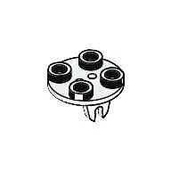 Wheel Holder, Plate, Round 2 x 2 Thin with Clips / White