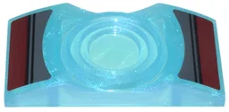 Electric, Light Slope Curved 4 x 2 x 2/3 Double with Fresnel Lens with Black Lines on Dark Red and Dark Bluish Gray Background Pattern (Stickers) - Set 76210 / Opal Trans-Light Blue