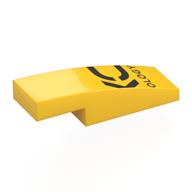 Lego Brick Curved 3 x 1 x 2/3 with Black Letter Fragments, 'OLOGY' print