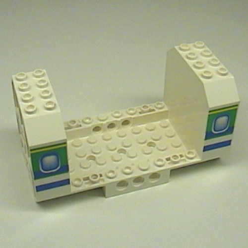 Lego Aircraft Fuselage Angular Bottom 6 x 12 x 5 with Windows on Green & Blue Stripes Print