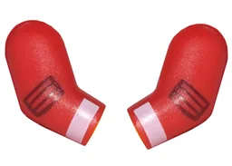 Arm, (Matching Left and Right) Pair with Black Elbow Pads and White Cuffs Pattern / Red