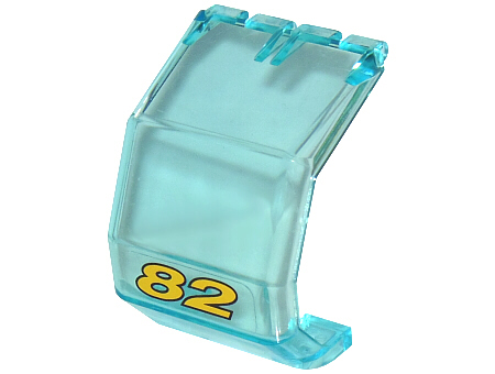 Lego Windscreen 4 x 4 x 4 1/3 Helicopter with Yellow Number 82 Pattern (Sticker) - Set 8210