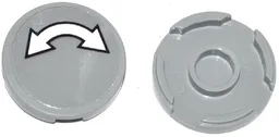 Tile, Round 2 x 2 with Bottom Stud Holder with White Curved Arrow Double with Black Outline on Transparent Background Pattern (Sticker) - Set 60036 / 60045