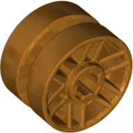 Lego Wheel 14mm D. x 9.9mm with Centre Groove, Fake Bolts and 6 Spokes / Metallic Gold