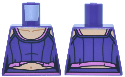 Lego Torso Female Cropped Tank Top with Dark Pink Layers, Medium Tan Skin and Stomach with Collar Bones and Navel Pattern