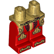 Lego Hips and Red Legs with Gold Belt, Armor with Scales and Gold Knee Pads Print / Pearl Gold