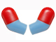 Lego Arm, (Matching Left and Right) Pair with Molded Red Short Sleeves  Pattern / Medium Blue