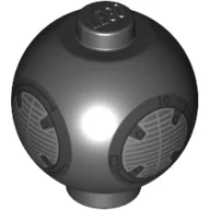 Brick Round 2 x 2 Sphere with Stud with BB-9E Droid Body Print / Black
