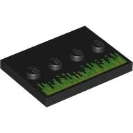 Plate Special 3 x 4 with 1 x 4 Center Studs with Bright Green/Lime Pixelated Energy Print / Black