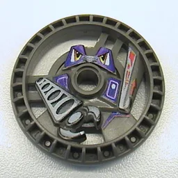 Technic Disc 5 x 5 Notched, Grab with Robot Print / Dark Gray
