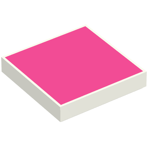 Lego Tile 2 x 2 with Dark Pink Square Pattern / White