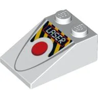 Brick Sloped 33° 3 x 2 with Red Circle, Danger Stripes and 'LASER' Print