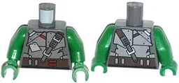 Torso Strapped Armor Plates with Brown Belt with Red Clasps Pattern / Green Arms / Green Hands