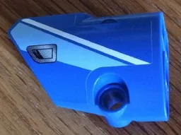 Technic, Panel Fairing # 1 Small Smooth Short, Side A with Medium Blue and White Stripes and Silver Door Handle Pattern (Sticker) - Set 8052