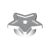 Lego Tile, Star with Stud Holder, Pin Hole / White